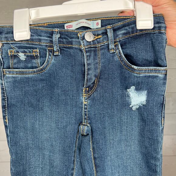 Levi's 710 super skinny distressed jeans girls' size 8 - Picture 3 of 5